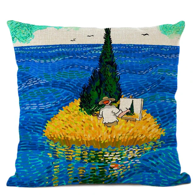 Van Gogh Self Portrait Cushion Cover by Axyaa - Home Decor