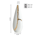 Axyaa White Ceramic Vase with Golden Branches - Modern Home Decor & Wedding Flower Arrangement
