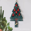 Handwoven Macrame Christmas Tree Wall Hanging with Tassels, Bells - Axyaa Boho Decor
