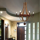 Rural Wood Candle Chandelier for Living Room Bedroom Loft Home by Axyaa