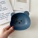 Axyaa Kawaii Bear Ceramic Bowl Plate Set for Kitchen Utensils and Tableware