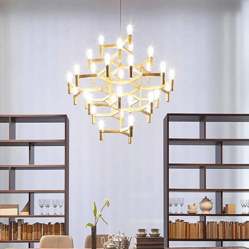 Axyaa Luxury Villa Chandelier Gold Silver Pendant Lighting