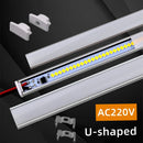 Axyaa U-Shape LED Bar Strip Light, Aluminum Profile, Milky/Black/Clear Cover, Under Cabinet Lighting