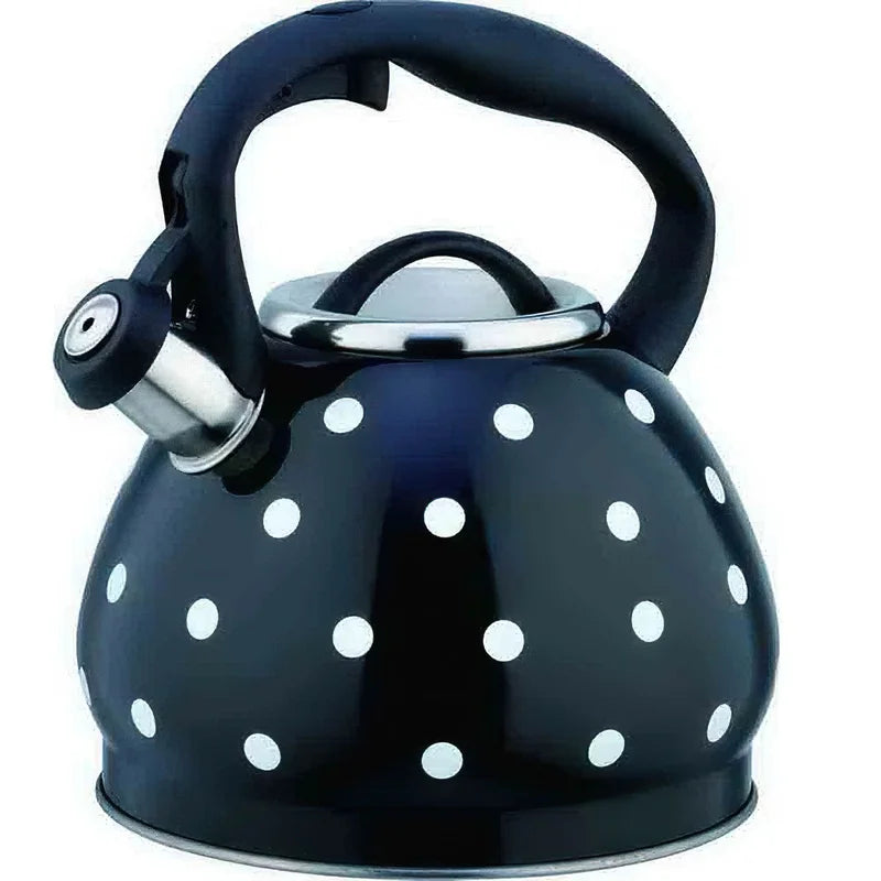 Axya 3L Spherical Whistle Kettle in Black Red Stainless Steel