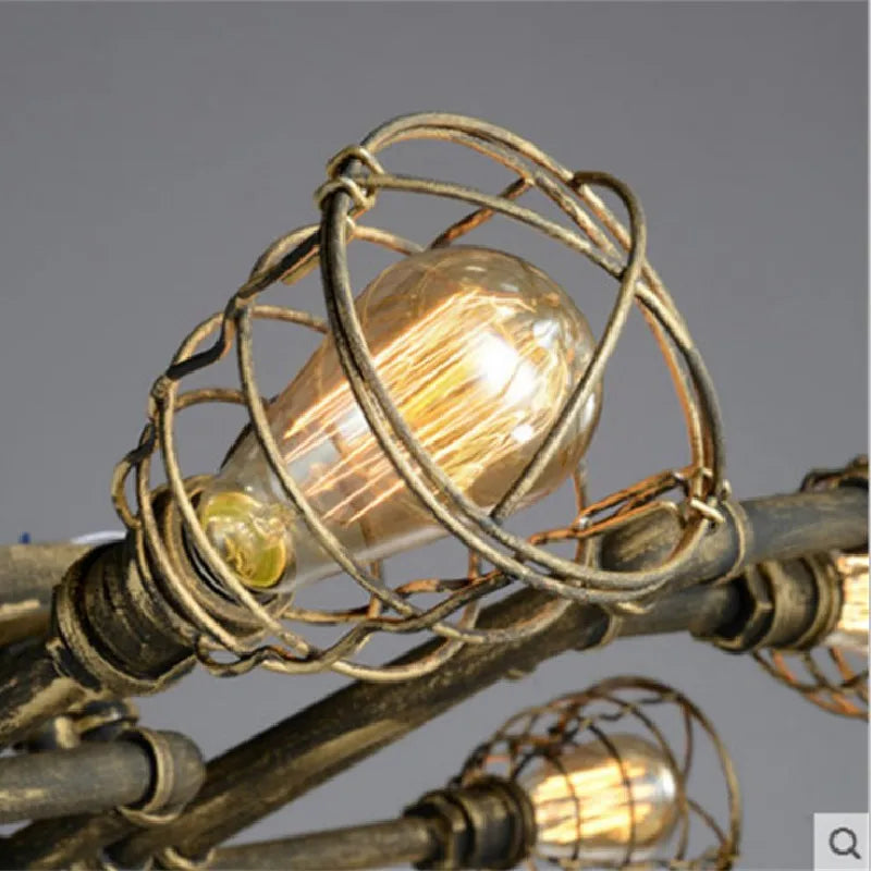 Axyaa Waterpipe Edison Chandelier: Vintage Industrial Loft Bar Cafe Dining Room Light