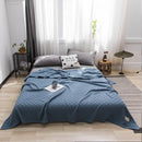 Axyaa Jacquard Grid Summer Quilt 100% Cotton Gauze Sofa Cover Blue Bedspread