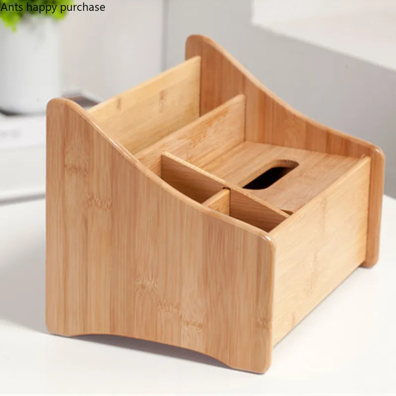 Axya Bamboo Remote Control & Tissue Box Organizer