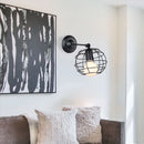 Axyaa Industrial LED Cage Wall Light - Black E27 Sconce Modern Indoor Lighting