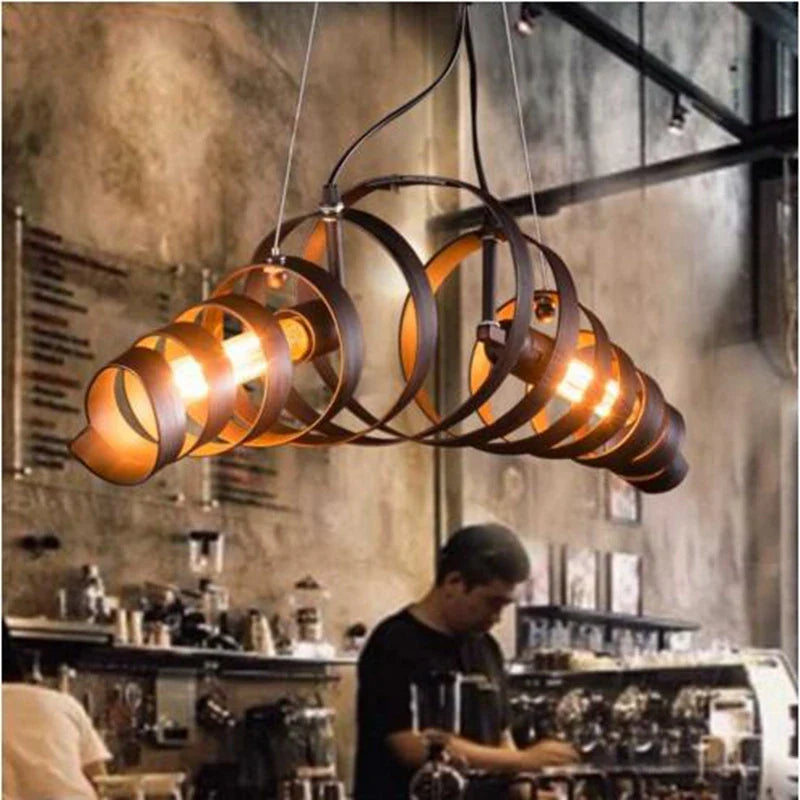 Spiral Metal Pendant Light | Retro Rustic Kitchen Ceiling Lamp | Axyaa Brand