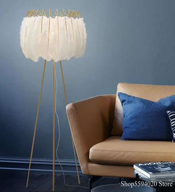 Axyaa Modern Minimalist Feather Floor Lamp for Living Room Girls Room