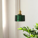 Axyaa Nordic Green Glass LED Pendant Light - Vintage Hanging Lamp