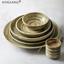 Axya Retro Matt Ceramic Dinner Plate Set Swallow Design for 2/4 People