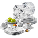 Axyaa 30-Piece Black Porcelain Ceramic Dinner Combi-Set with Dessert Soup Dinner Cup Saucer