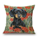 Axyaa Dachshund Dog Print Cotton Linen Pillow Covers 45X45cm