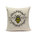 Axyaa Bee Pattern Linen Cushion Cover - Nordic Decorative Throw Pillow Case