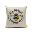 Axyaa Bee Pattern Linen Cushion Cover - Nordic Decorative Throw Pillow Case