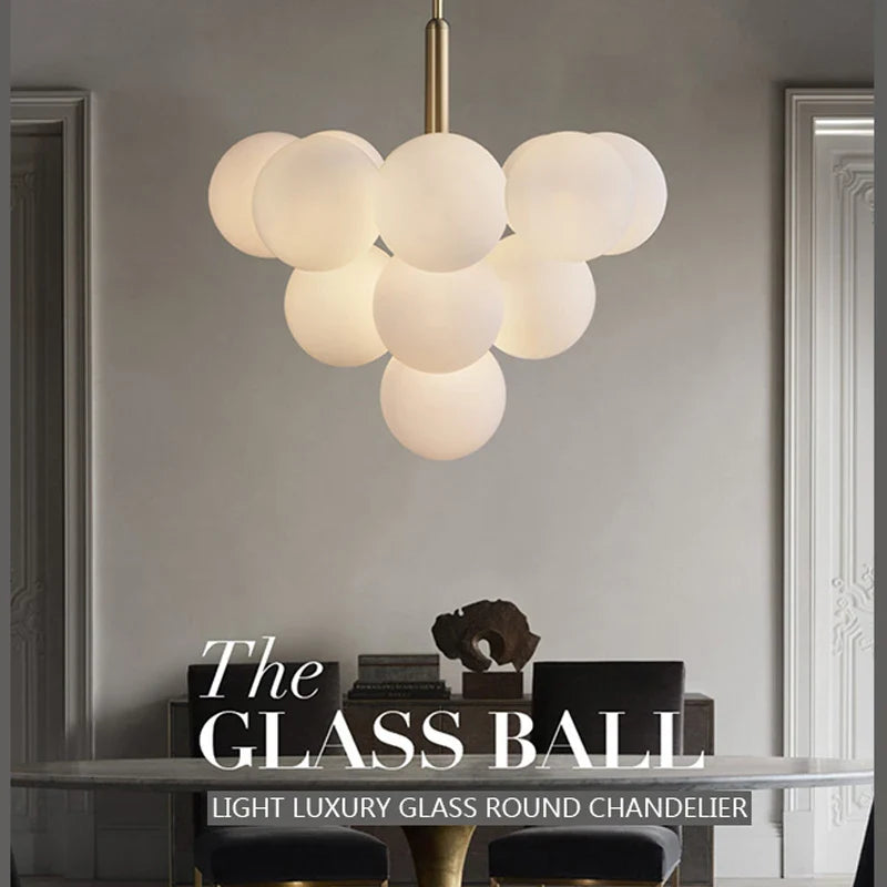 Axyaa Nordic Glass Ball Pendant Lights: Modern LED Ceiling Decor.