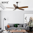 Axya 60" Wood Blade Ceiling Fan with LED Light and Remote Control