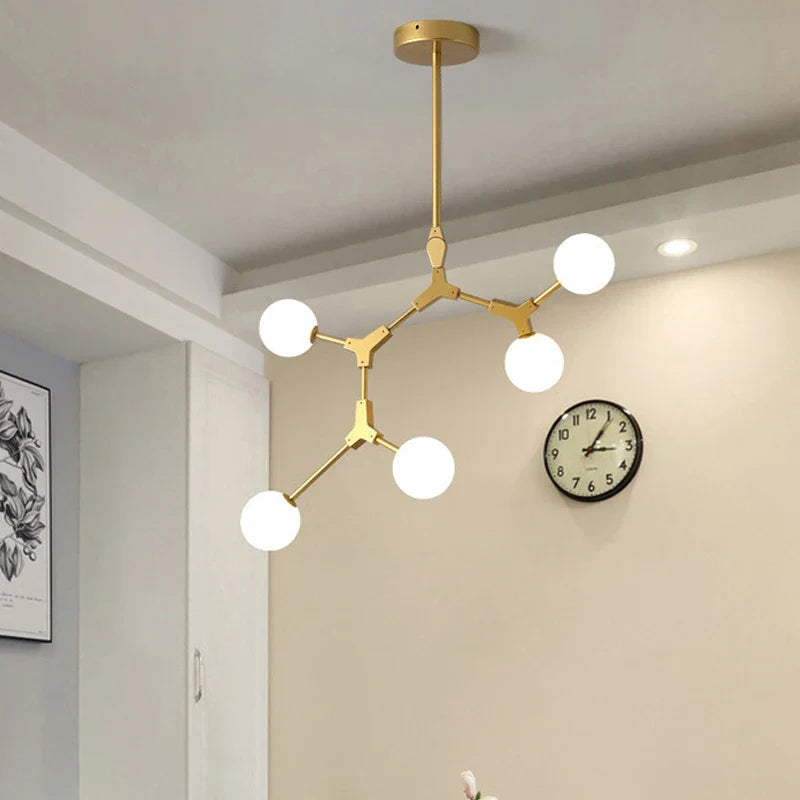 Axya Glass Ball Chandelier: Modern Nordic LED Pendant Lamp for Dining Room & Bar