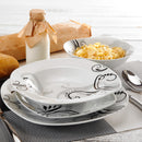 Axyaa 48-Piece Black Decals Dinner Set: Porcelain Tableware with Bowls, Plates