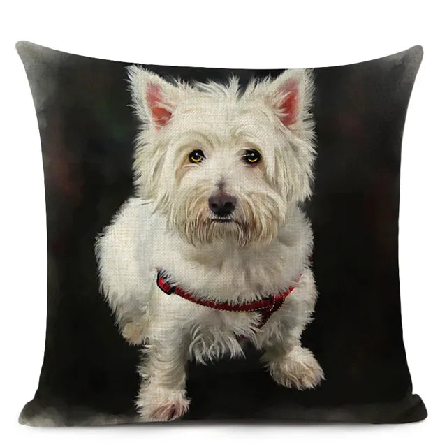 Colourful Bull Terrier & Dachshund 3D Cushion Cover for Home Sofa by Axyaa