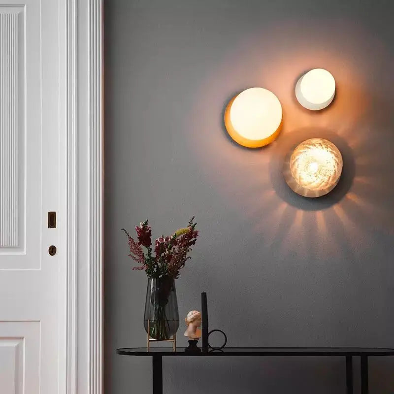 Axyaa Round Glass Wall Lamp: Nordic LED Light for Bedroom and Entryway