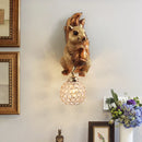 Axyaa Nordic Resin Wall Lamps - Squirrel Owl Light Fixtures for Kids' Room & Study