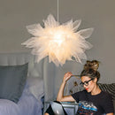 Axyaa White Voile Lace Pendant Lamp for High Ceiling, Bedroom Lighting