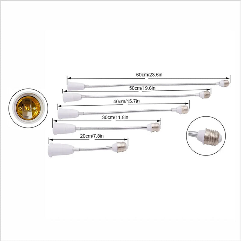 Axyaa Gooseneck E27 to E27 Base Extension Adapter - 2 Pack
