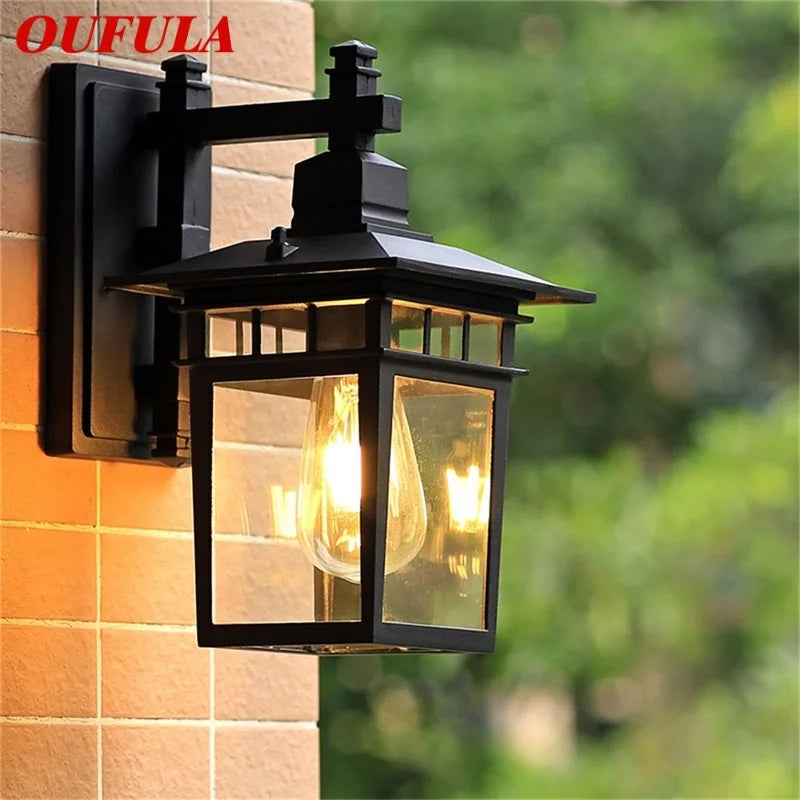 Axyaa Retro Black Outdoor Wall Lamp LED Sconces Waterproof Decorative for Home Aisle