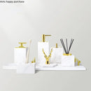 Axya Marble Bathroom Set with Mirror Tray, Tissue Box & Jewelry Rack