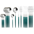 Axyaa Black Stainless Steel Dinnerware Set: 24Pcs Cutlery Flatware Gift Set