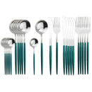 Axyaa Black Stainless Steel Dinnerware Set: 24Pcs Cutlery Flatware Gift Set