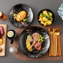 Axyaa Black Porcelain Dinnerware Set - Gold Splash Design - 16/32/48 Piece
