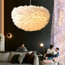 Axyaa Romantic Feather Pendant Lamp - Pink/White Feather Lampshade for Home Decor