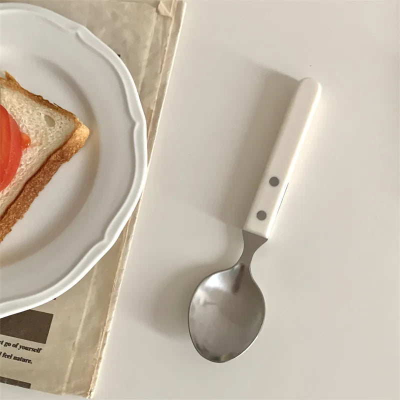 Axyaa Stainless Steel Ivory White Handle Cutlery Set for Home Dining