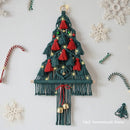 Handwoven Macrame Christmas Tree Wall Hanging with Tassels, Bells - Axyaa Boho Decor