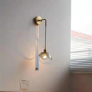 Axyaa Gray Glass LED Bathroom Mirror Light Copper Nordic Wall Sconce