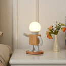 Axyaa Modern Nordic White Wood LED Table Lamp for Kids' Bedroom
