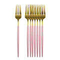 Axyaa Black Gold Dinner Fork Set - Stainless Steel Silverware Flatware Tableware