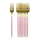 Axyaa Black Gold Dinner Fork Set - Stainless Steel Silverware Flatware Tableware