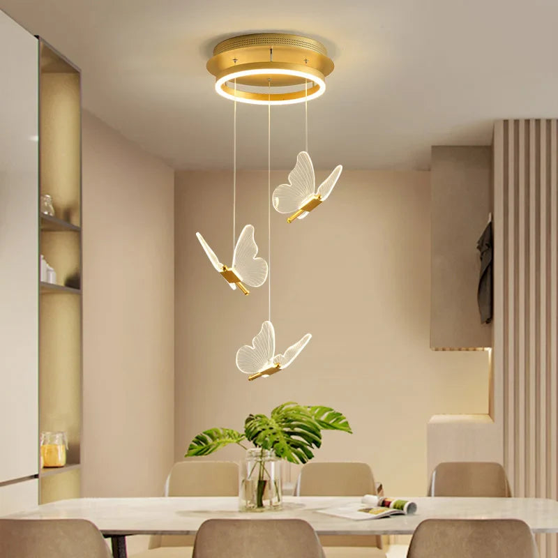 Axyaa Butterfly Staircase Pendant Lights: Elegant Loft Decor Lamps for Home Living Room