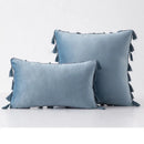 Velvet Tassel Throw Pillow Cover for Couch & Sofa - Axyaa Branded Luxe Accent Cushions