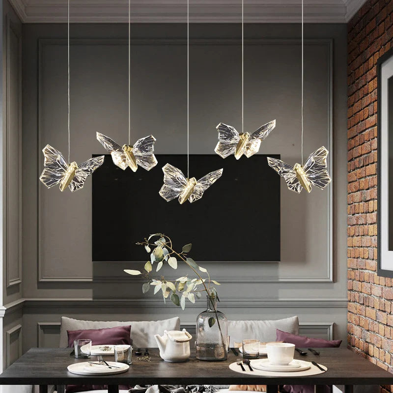 Axya Crystal Butterfly Pendant Lamps LED Lighting for Home Decor