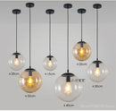 Nordic Glass Ball Pendant Lights by Axyaa - Retro Loft Industrial Hanging Lamp - LED Suspension Luminaire for Bedroom and Kitchen