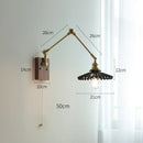 Axyaa Copper Swing Arm LED Wall Sconce - Bedroom Living Room Study Light Fixtures