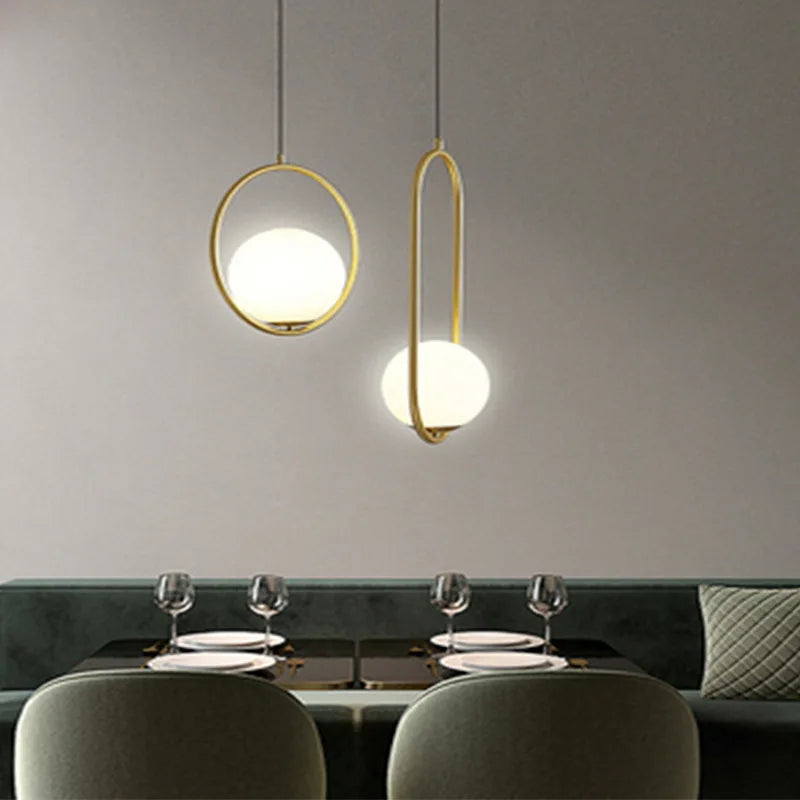 Axyaa Nordic White Glass Ball Pendant Lights for Dining & Bar