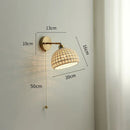 Axyaa Glass LED Wall Light Copper Lampshade Pull Chain Switch Bathroom Mirror
