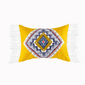 Axyaa Boho Style Mustard Yellow Embroidered Cotton Cushion Cover
