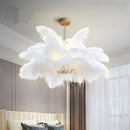 Axyaa Nordic Feather Chandelier: White Luxury Minimalist Decorative Lighting for Home